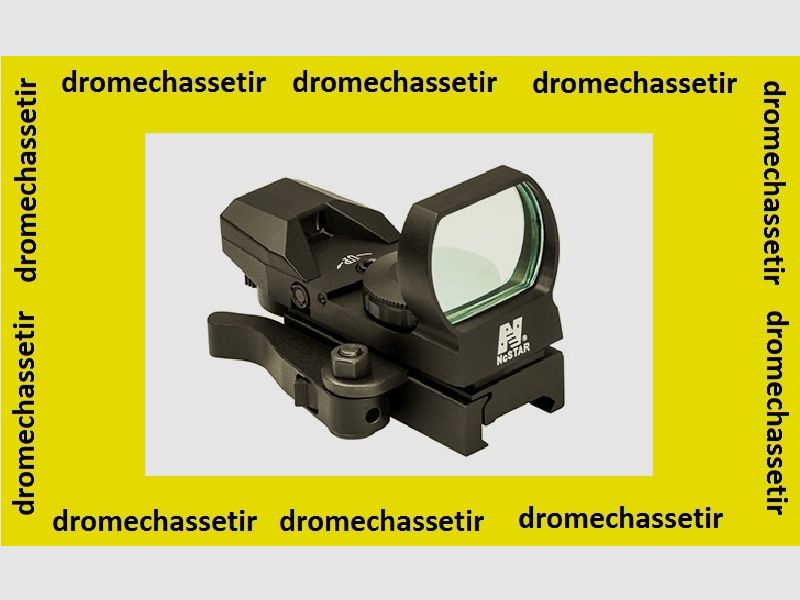 Panoramisches Rotpunktvisier Nc Star, mit 4 blau beleuchteten Absehen, mit Schnellmontage für 21mm breiten Schienen (Weaver und Picatinny)