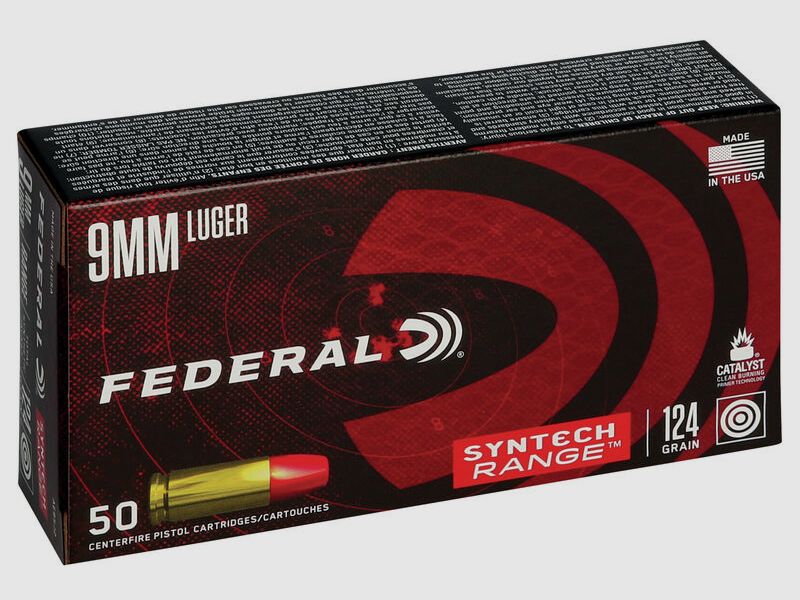 Federal Syntech Range 9mm Luger 124GR SJFN 50 cartucce