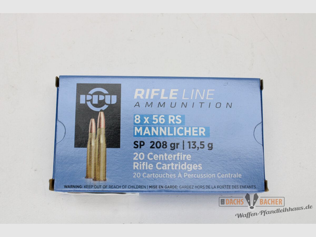 PPU Privi Partizan 8x56 RS Mannlicher 13,5g/208gr SP Teilmantel 20 Schuß