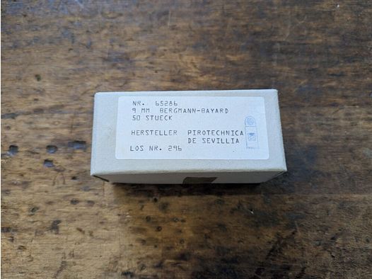 Pirotechnica de Sevillia Munition 9mm Bergmann-Bayard * Selten *