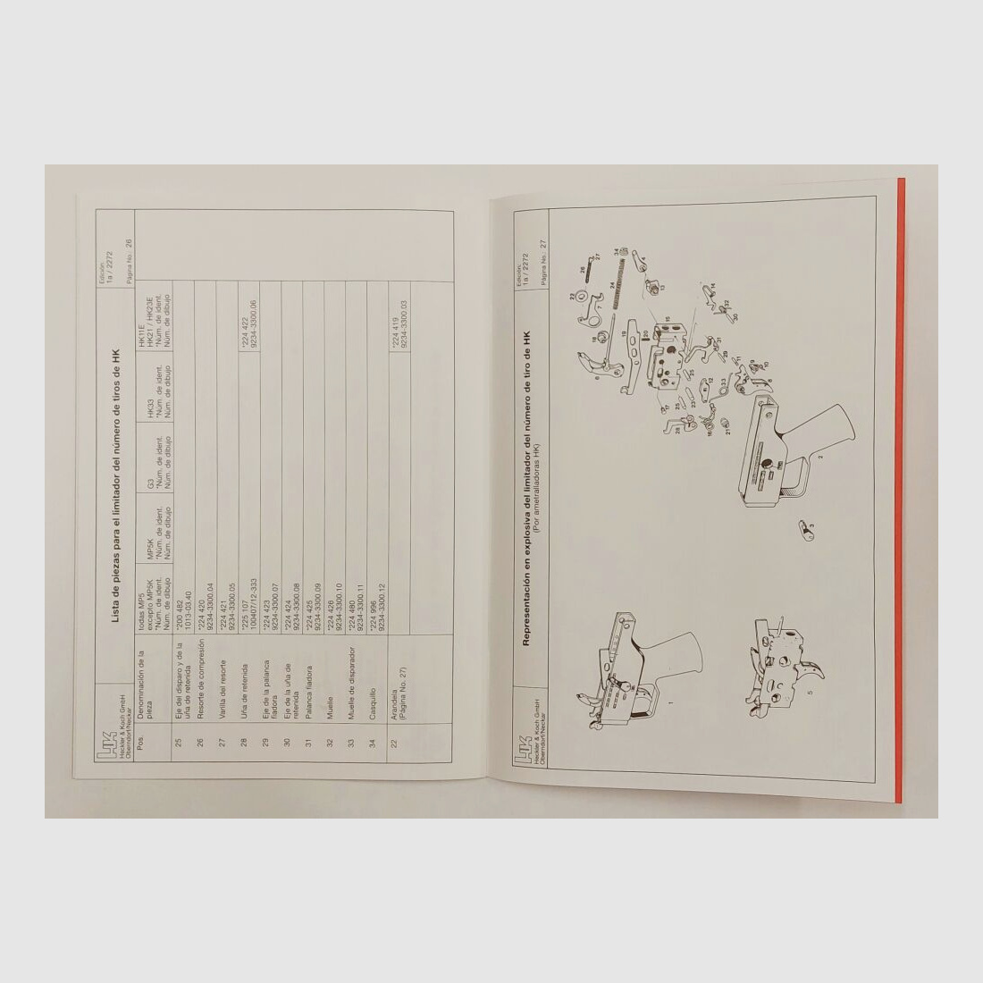 Heckler & Koch Operating Manual Heckler & Koch H&K MP5 Trigger Group in Italian