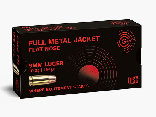 Geco 9mm Luger Vollmantel Flachkopf 154gr 50 Schuss