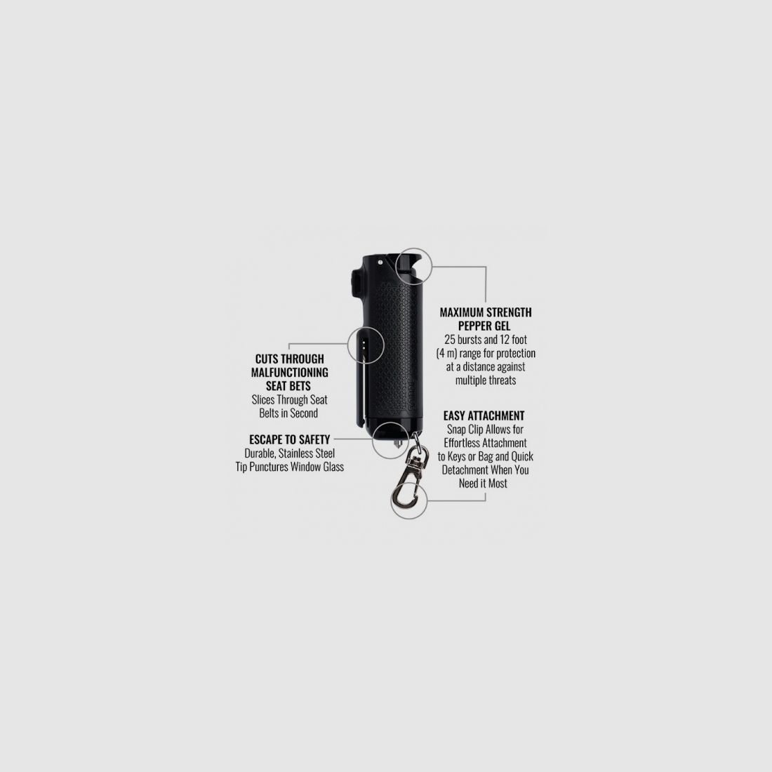 SABRE Red Safe Escape 3-in-1 Automotive Tool gel de pimienta con rompecristales y cortacinturones SE-MT-01, imagen 2 de 4