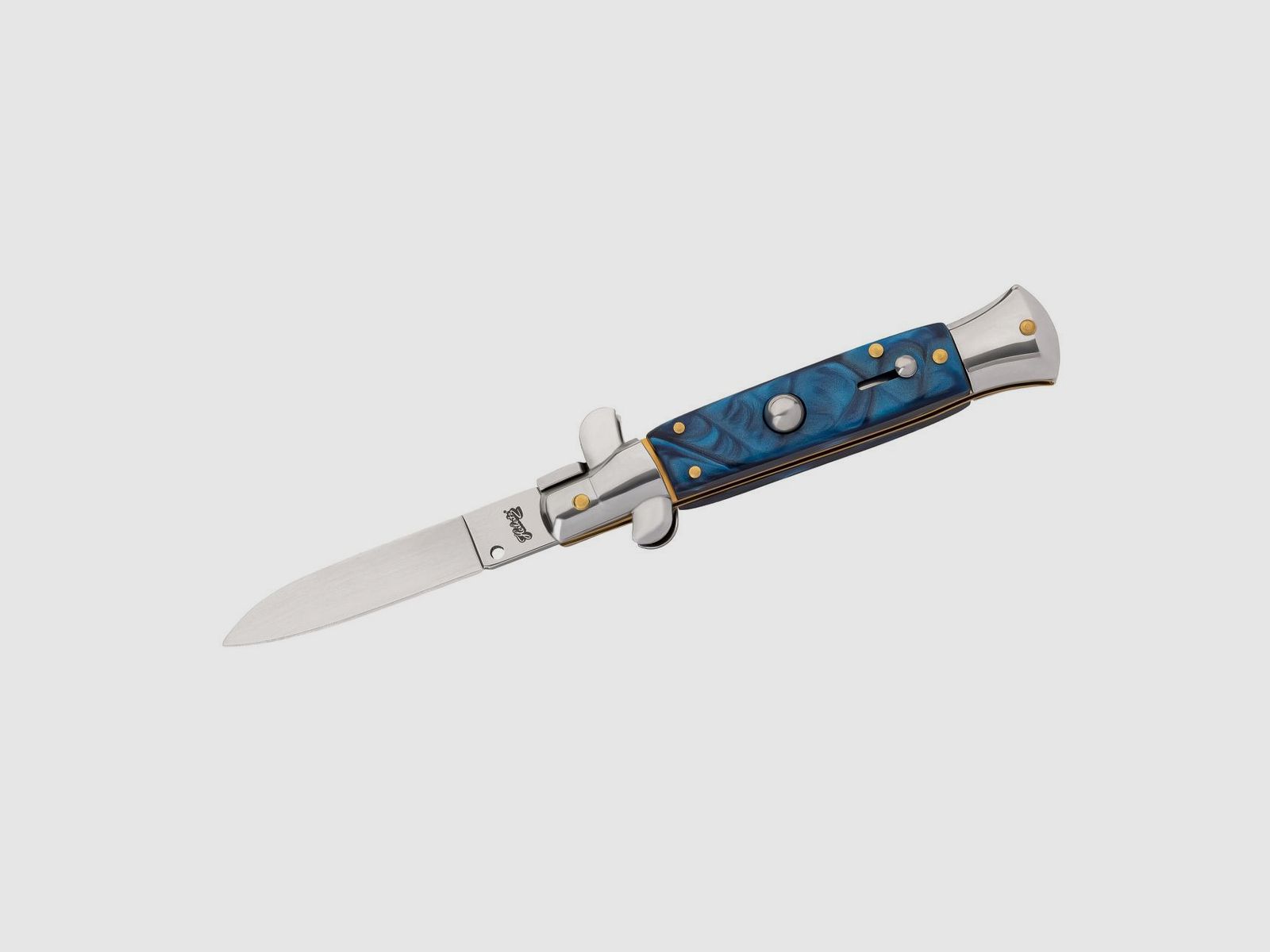 Springmesser, blau schönes Marmor-Muster klassisches Stiletto