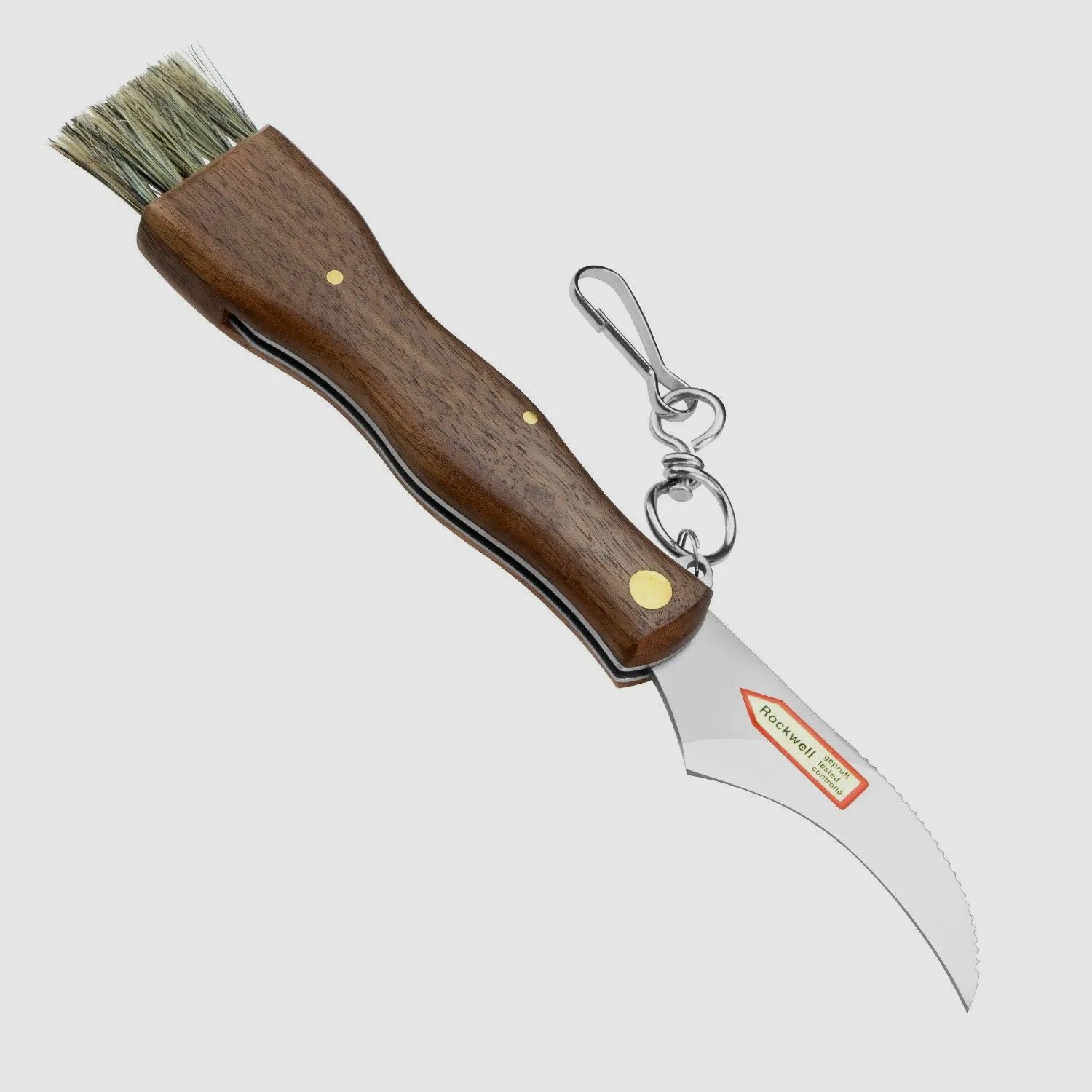 Couteau à champignons PUMA IP avec brosse, pince à épiler et mousqueton, bois de noyer