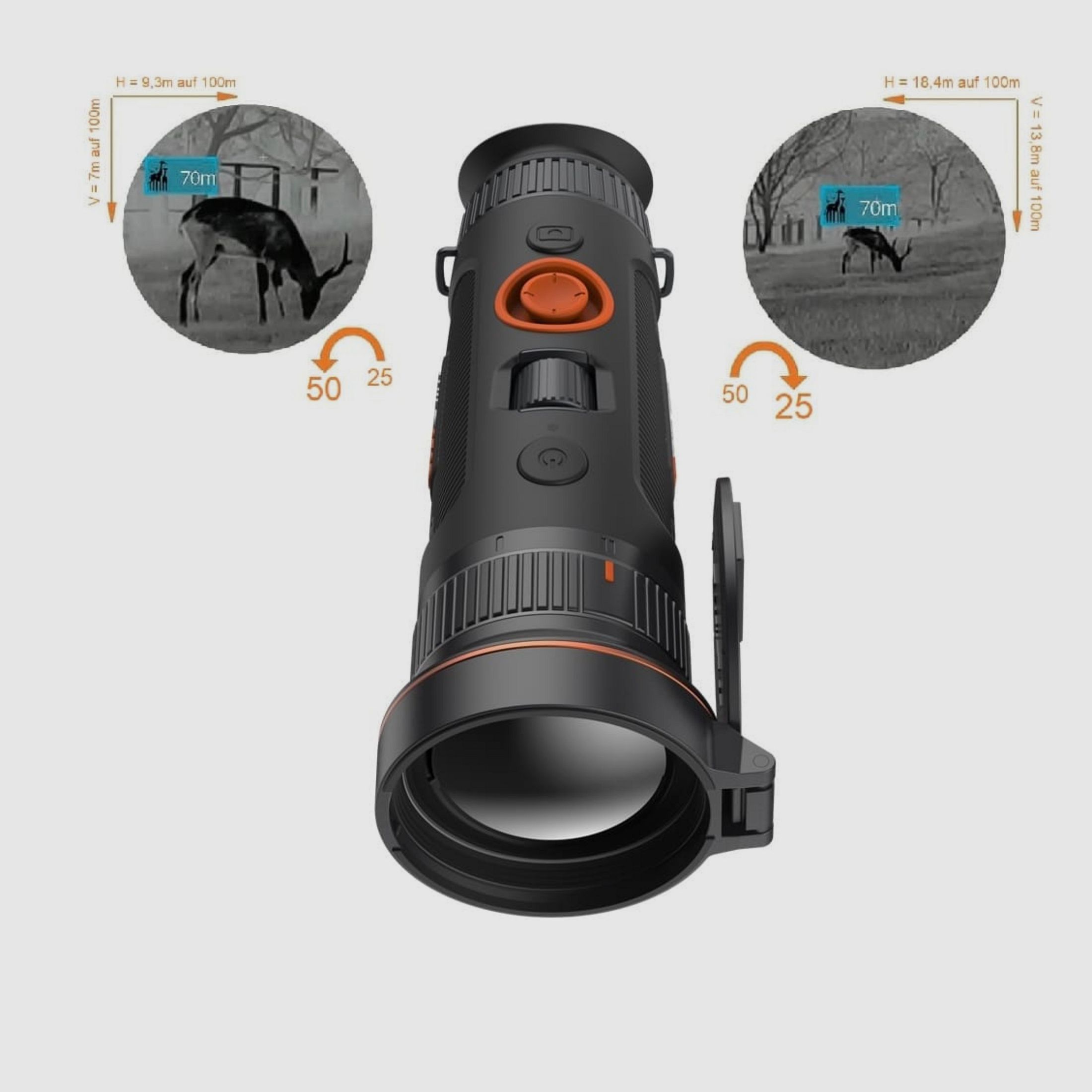 ThermTec WILD 350 D 25mm 50mm lente 384 x 288 pixel 18,4 m 9,3 m campo visivo