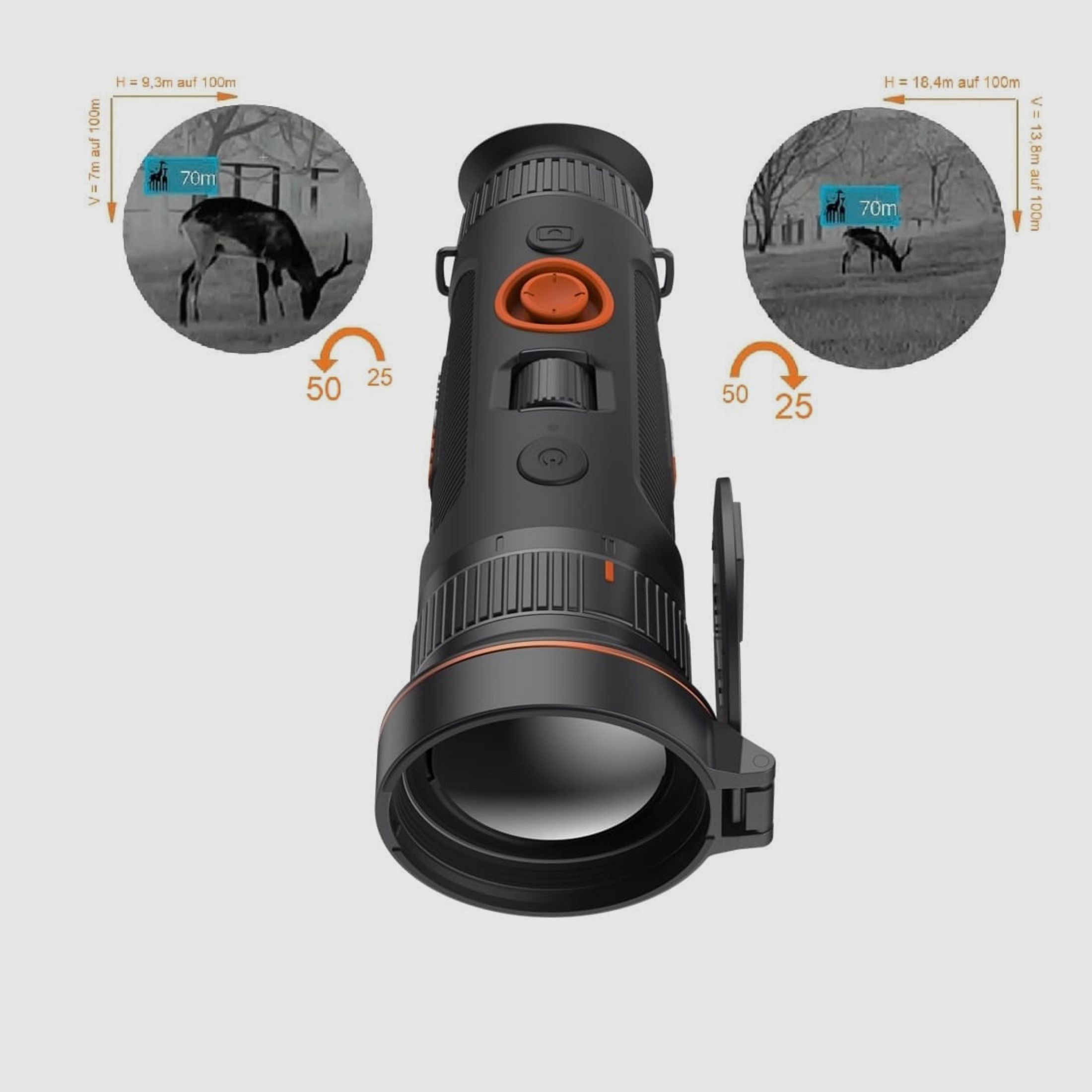 ThermTec WILD 350 D 25mm 50mm lente 384 x 288 pixel 18,4 m 9,3 m campo visivo