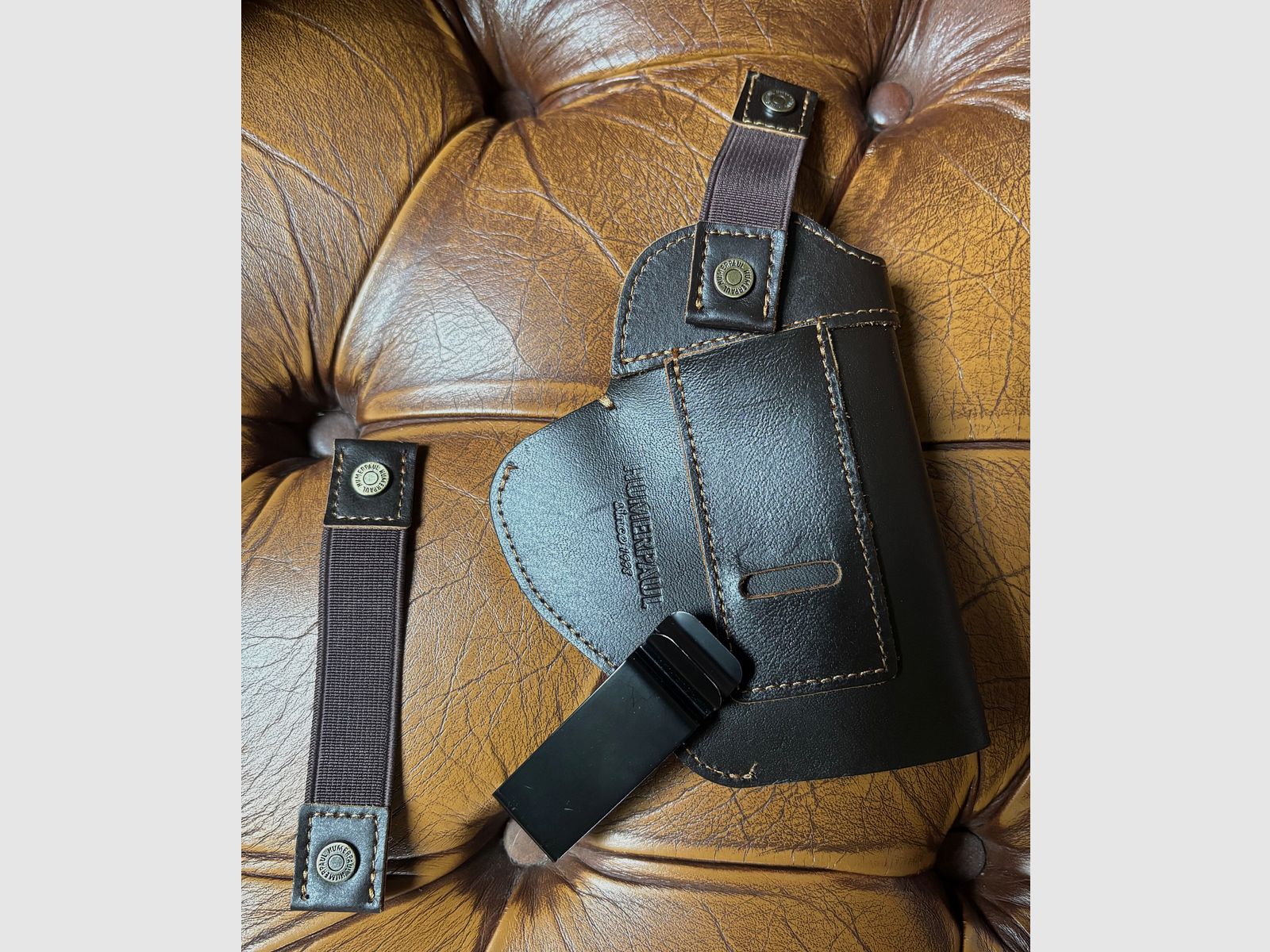 Holster aus echtem Leder mit Clip und Schlaufen für links oder rechts