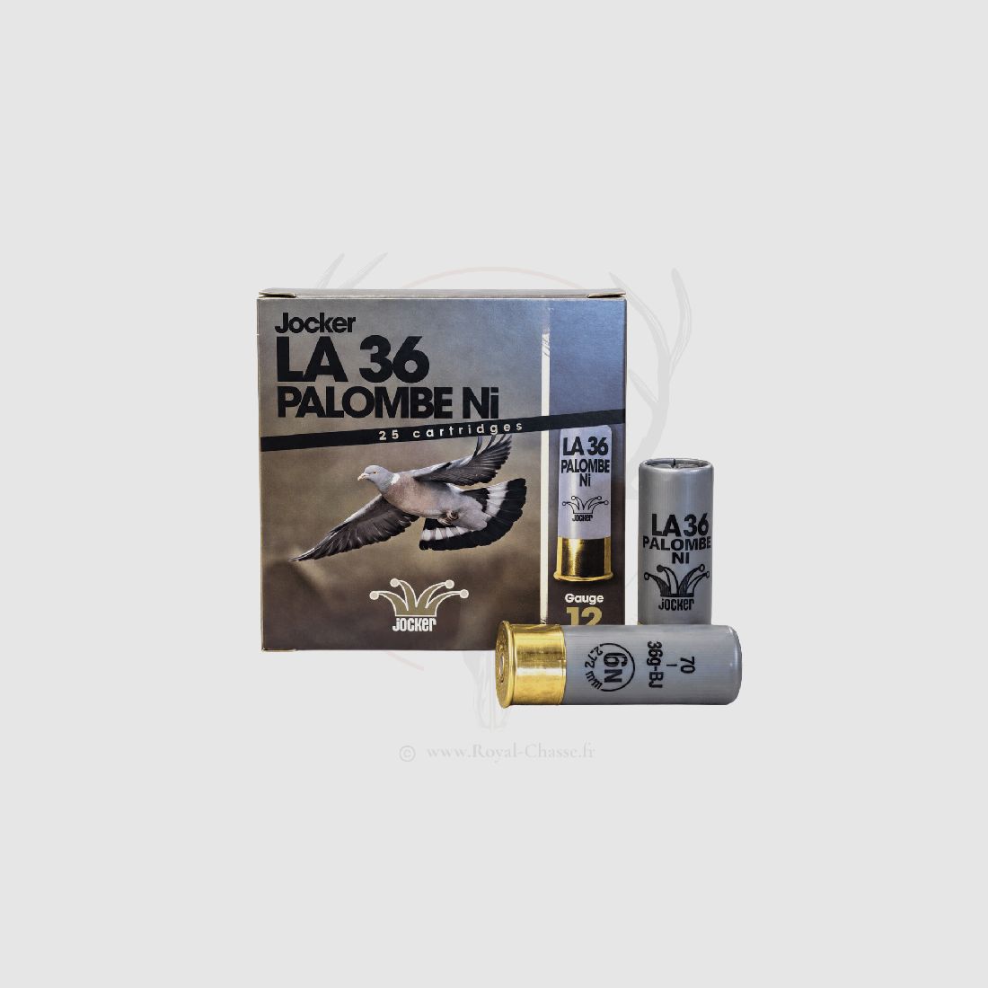 25 Patronen LA 36 PIGEON Kal.12/70 Nickel JOCKER
