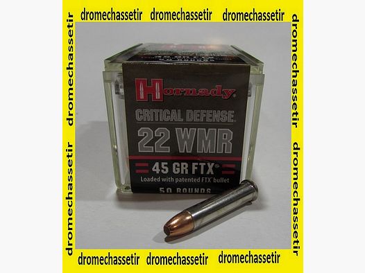 boite de 50 cartouches 22 WMR, Hornady FTX critical defense 45 grains