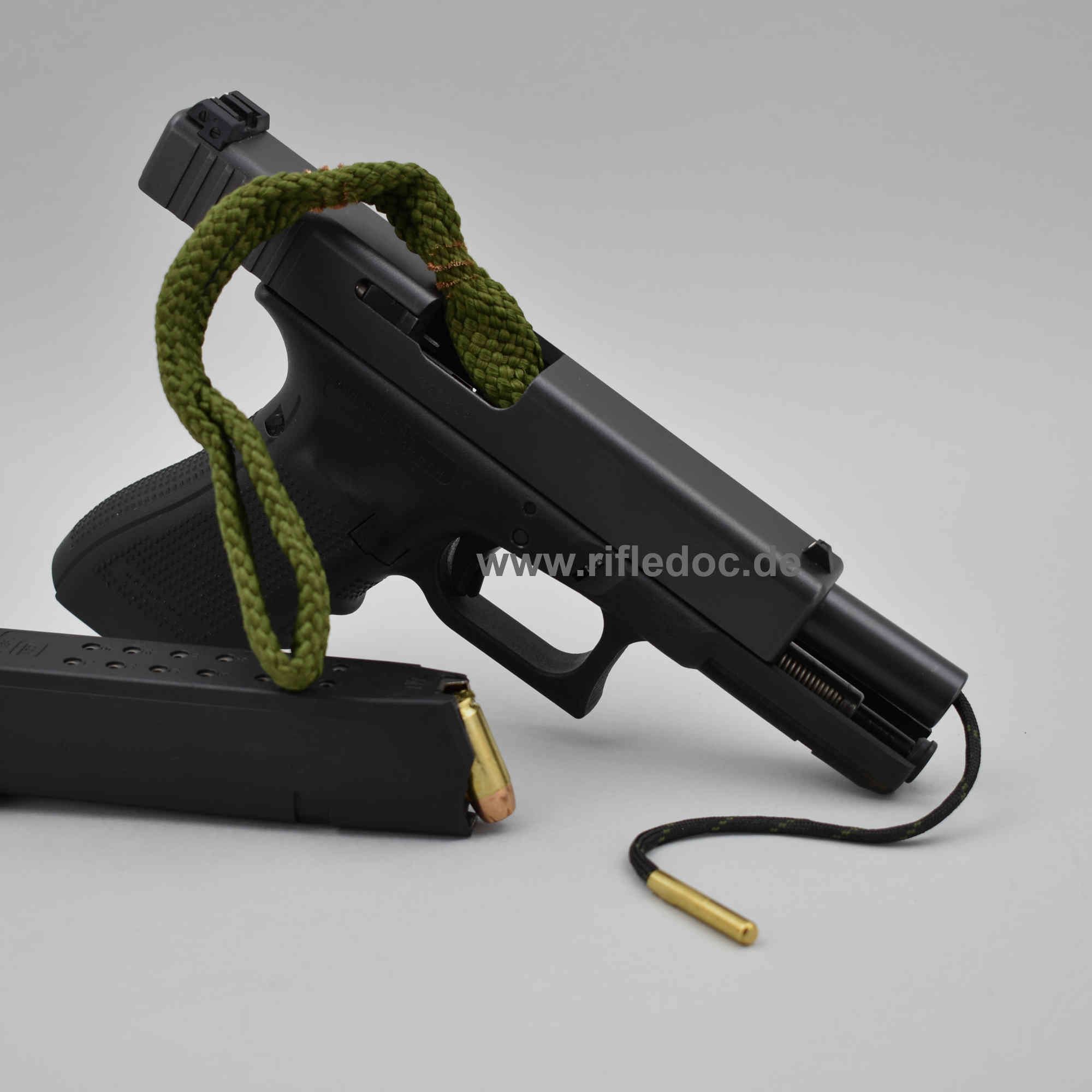 Pistooli 9 mm Cal .38 .357 | Reinigungsschnur Kurzwaffe + Alu Dose