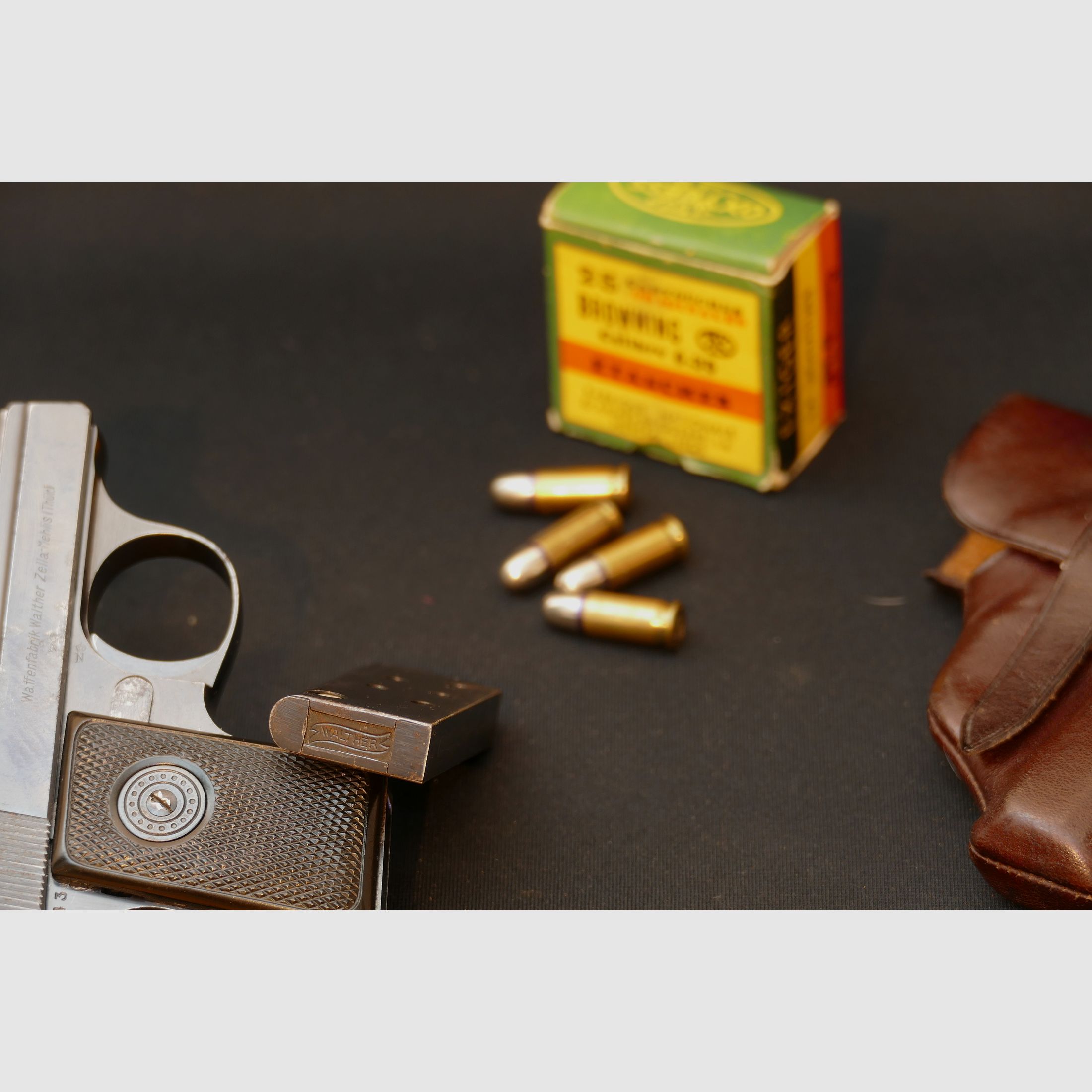 Walther Mod. 9, Tipo II, ca. 1928/29, Calibre 6,35mm Browning, pistola de bolsillo Zella Mehlis, WWII, WHB61