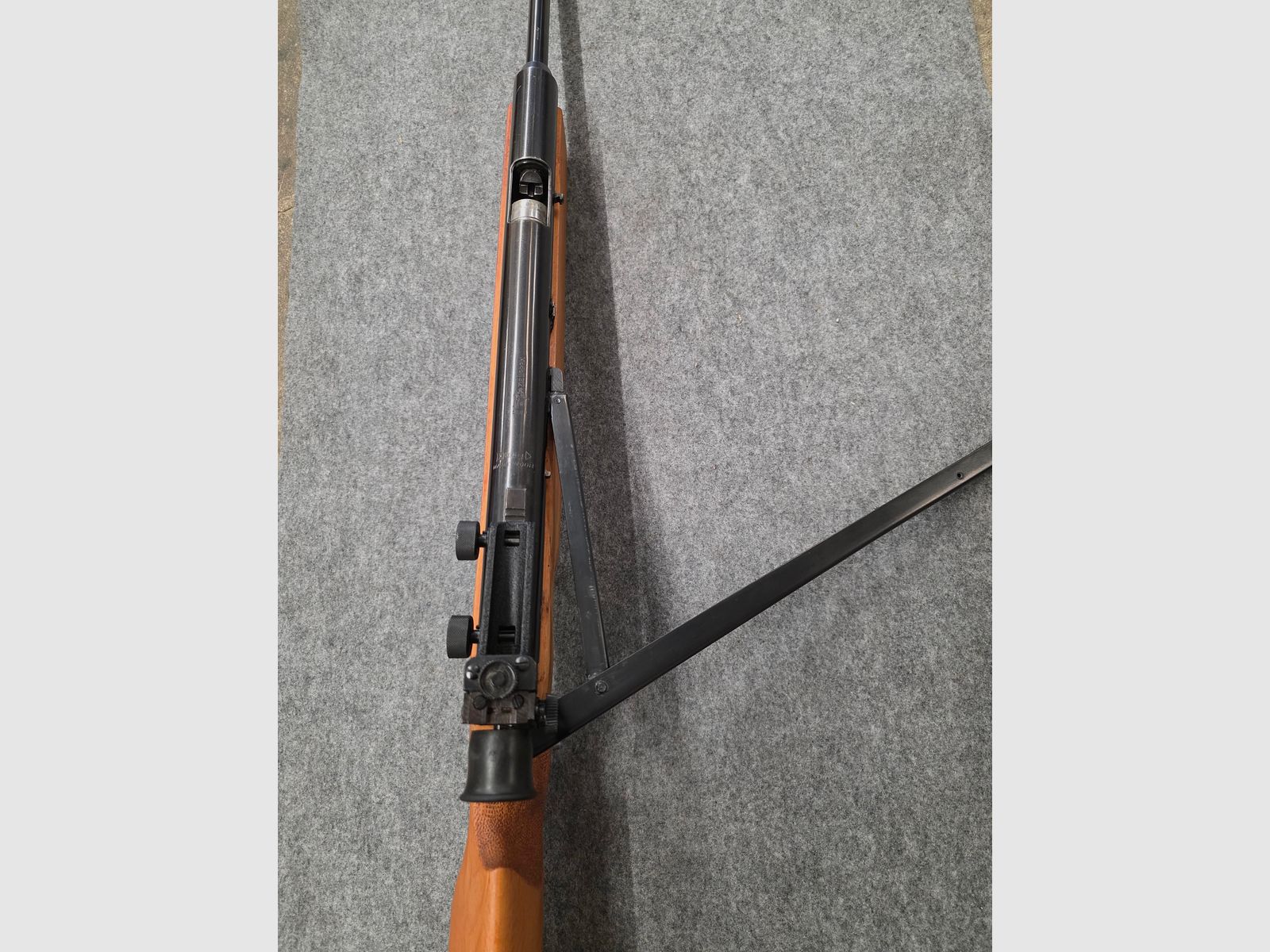 Im seltenen Holzschaft Monte Carlo Haenel Seitenspanner Mod. 312  mit Diopter im  guten Zustand cal. 4,5mm Diabolo