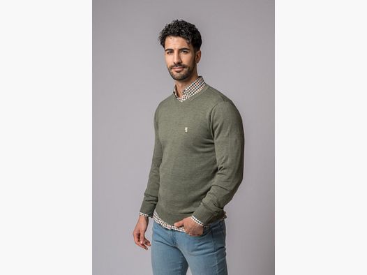 Pullover mit V-Ausschnitt, verwaschenes Grün