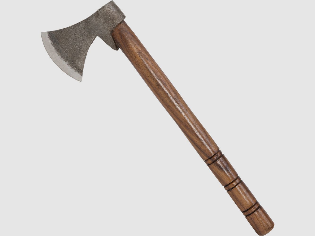 Medieval axe including leather sheath