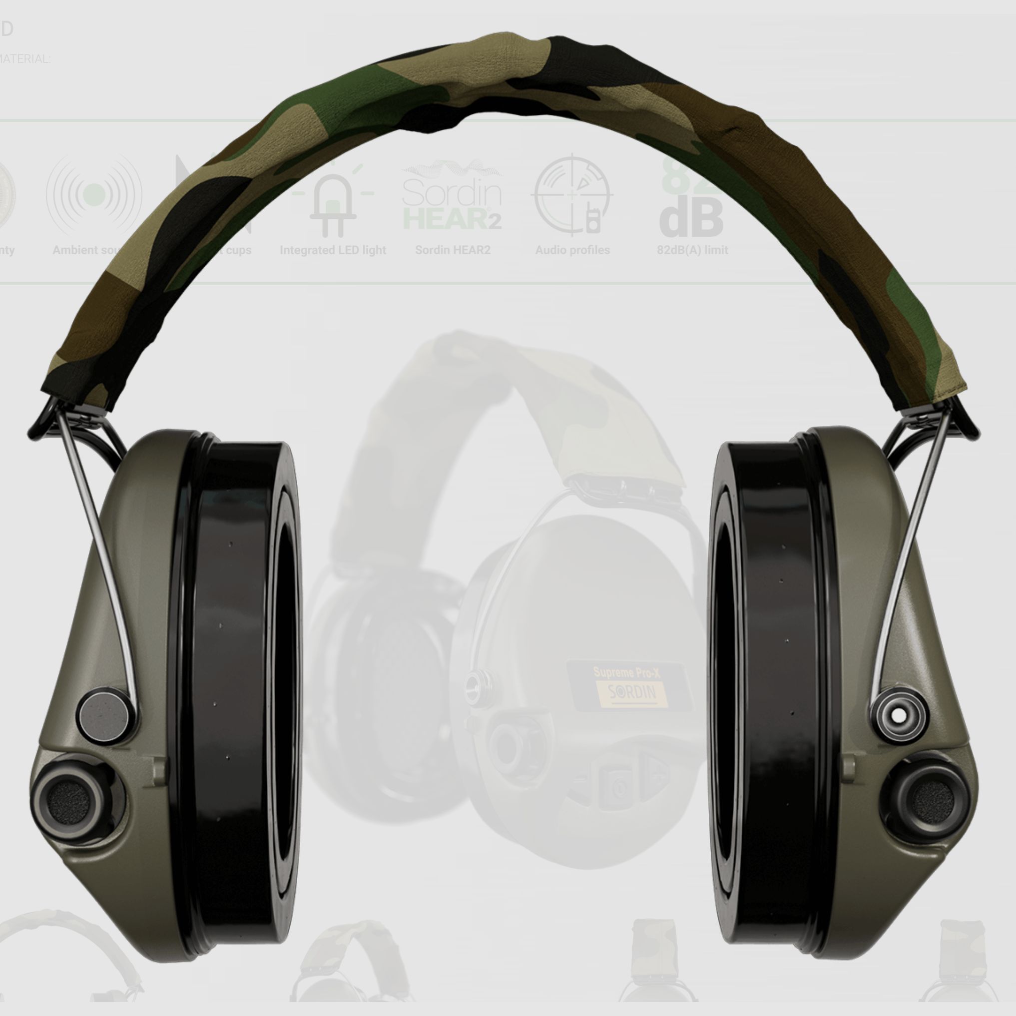 Sordin 75302-X-07-S Protezione auditiva elettronica Supreme Verde Pro X LED Cinturino