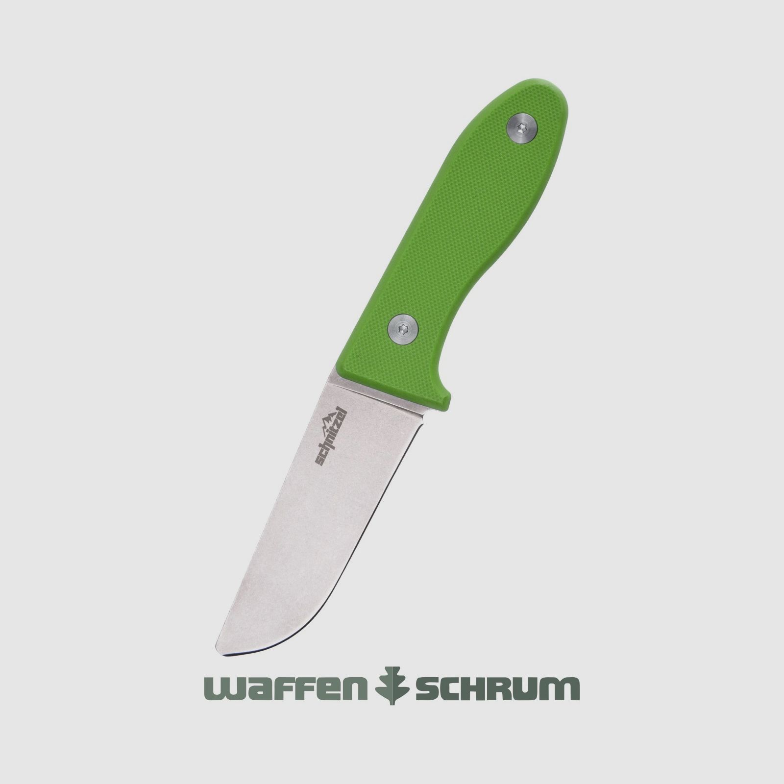 Nóż dziecięcy Schnitzel UNU zielony ze stali nierdzewnej 8Cr13Mov z wykończeniem stonewash w tym pochwa z Kydexu (czarna)
