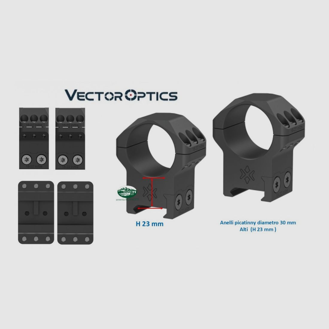 VECTOR OPTICS X-ACCU Picatinny-Ringe mit 6 Schrauben Durchmesser 30 mm hoch XASR-3053