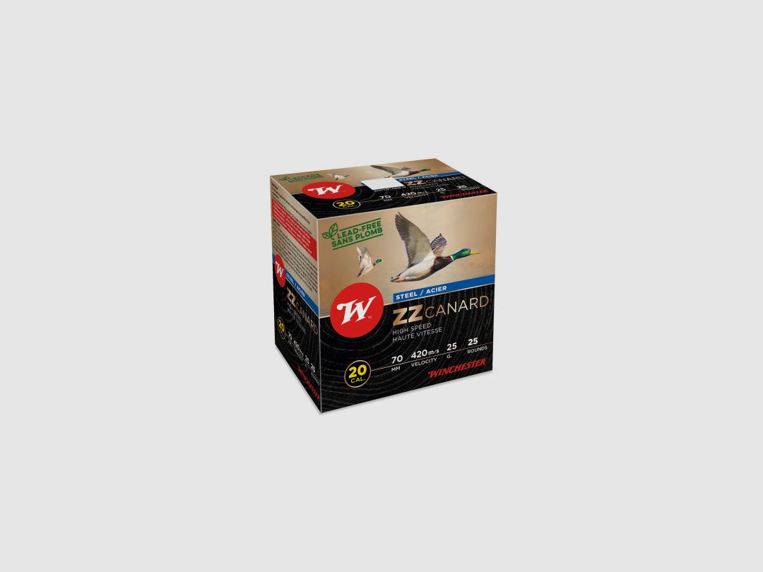 PUDEŁKO Z 25 PATRONAMI WINCHESTER ZZ KACZKA WYSOKA PRĘDKOŚĆ STAL 25G WAD KAL.20/70 ŚRUT 4 STAL, zdjęcie 2 z 3