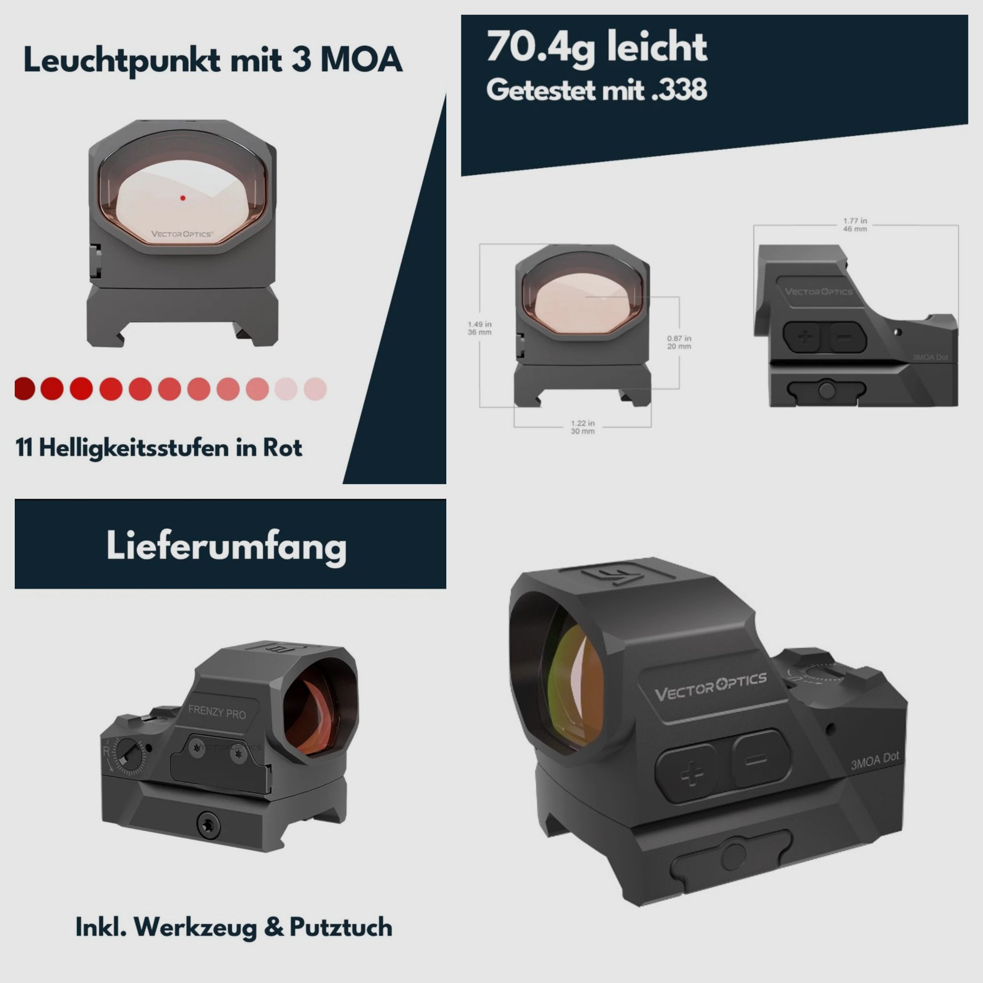 Vector Optics Frenzy Plus 1x19x28 Enclosed GenII SCRD-75 Red Dot Visier Rotpunktvisier Reflex Sight