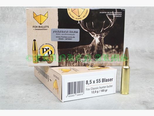 FOX Bullets Classic Hunter 8,5x55 Blaser 185gr. 12,0g 20 pièces prix de gros