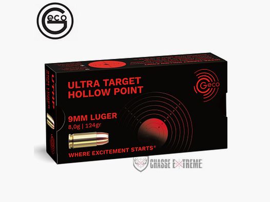 50 Cartucce GECO Ultra Target Cal. 9mm Luger 124Gr Hollow Point