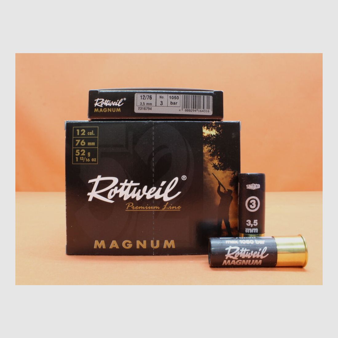 Rottweil Patrone 12/76 Rottweil 52g 3,5mm/ No.3 (2316794) VE 10 Patronen (Magnum Premium Line)