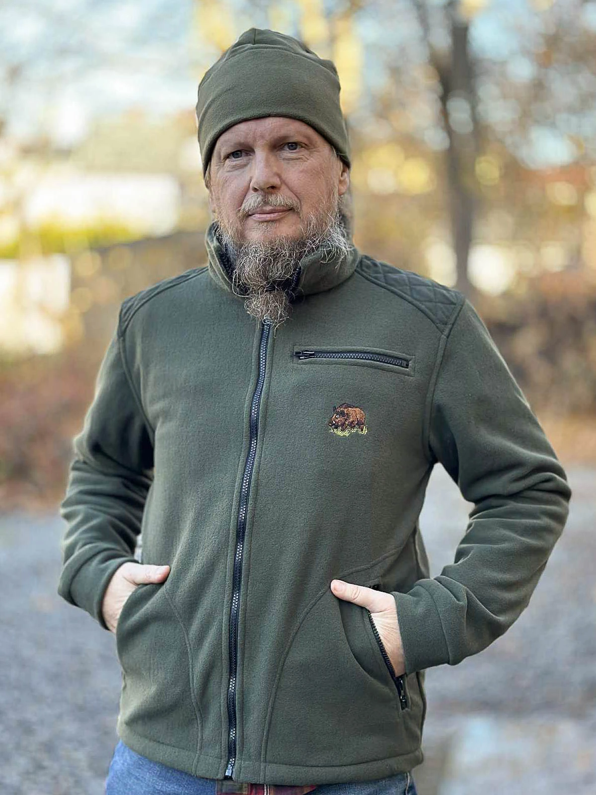 Dicker Jagd-Fleece für den Wald – olivgrün, Bistana