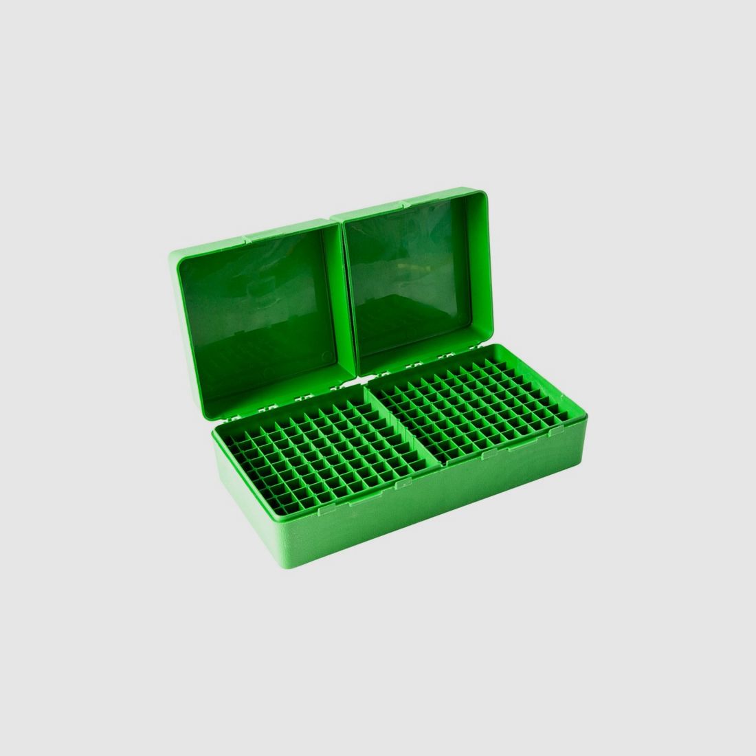 Caja de cartuchos MTM RS-200-10 verde con tapa abatible para 200 cartuchos .223 y otros.