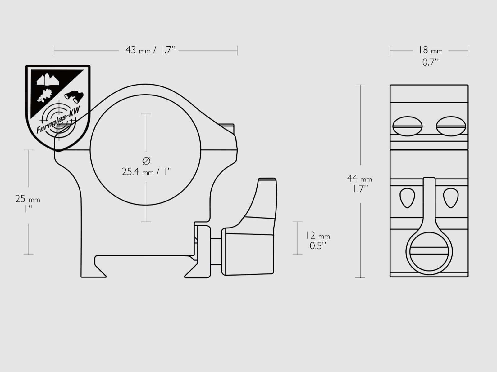 HAWKE 23101 Profi Stahl Ringmontagen Weaver Mittel 1 Zoll Höhe 44mm Schnellspann