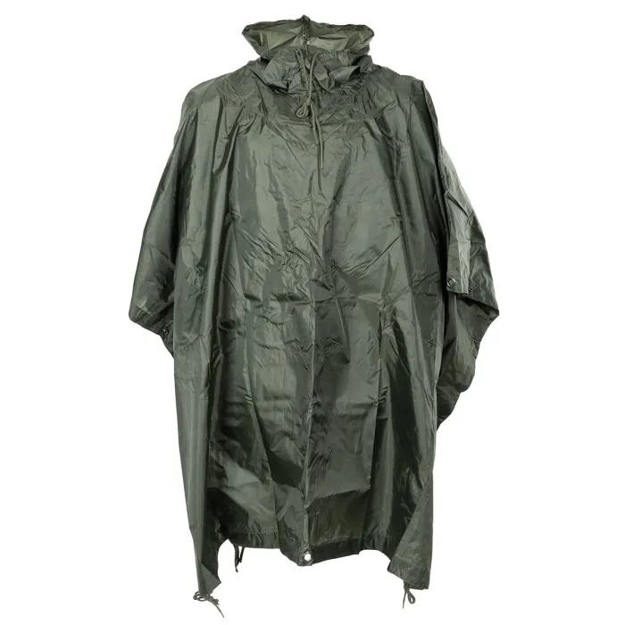 Lekki poncho przeciwdeszczowy (300g), oliwkowy, materiał rip-stop, jeden rozmiar (223x144cm)