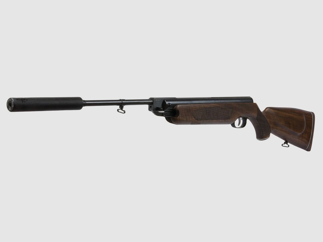 Knicklauf Luftgewehr Weihrauch HW 35 K Export Nussbaumschaft mit Fischhaut SchalldĂ¤mpfer RiemenbĂĽgel Kaliber 4,5 mm (P18)