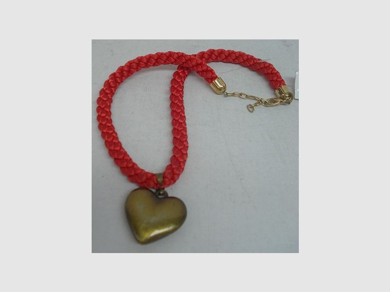 Kordel mit goldenem Herz - rotes Band