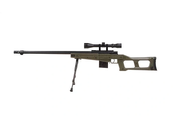 ASG sniper rifle WELL MB4409D – with scope and bipod – olive