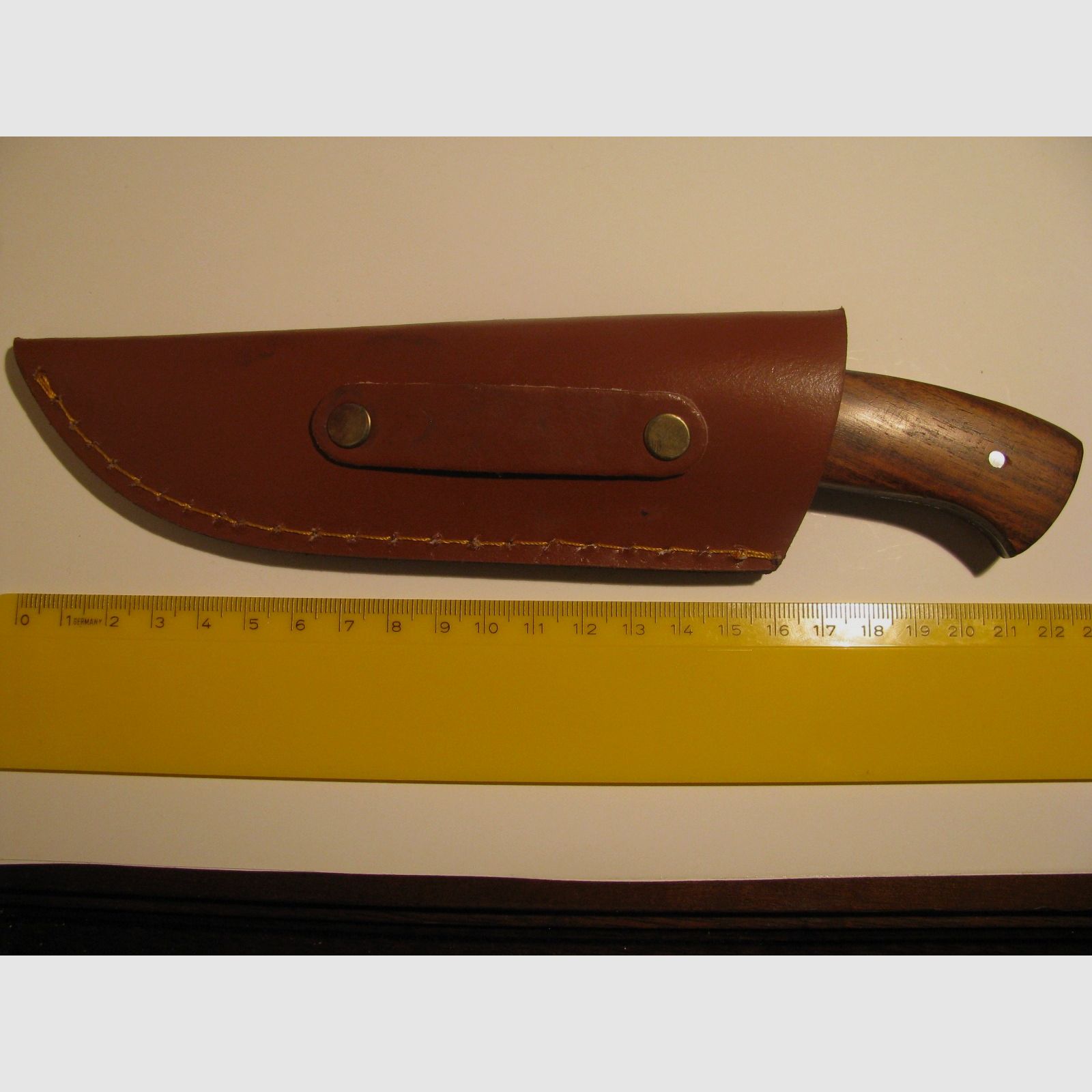 Haushaltsmesser, Campingmesser, Jagdmesser usw., brauner Holzgriff, Lederhülle 