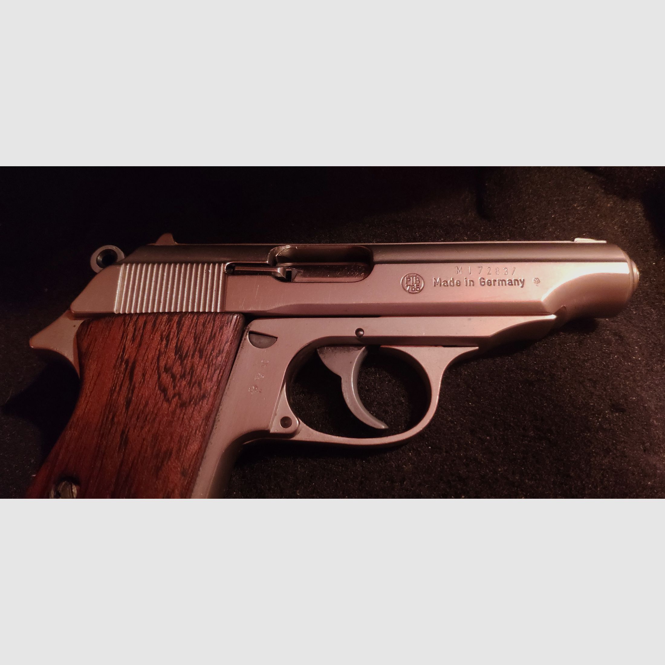 Walther PP, 9mm PAK Ersatzschlitten vernickelt