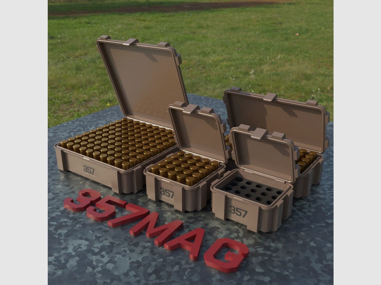 Filamelt Munitionsbox / Ammo Box .357 Magnum – Patronenbox ‘Klappdeckel’ – 20 / 25 / 50 / 100 Runden