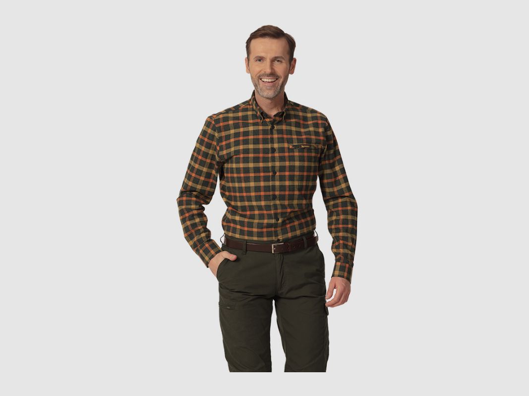 Tagart Sandvik Herren-Flanellhemd mit beige-orangen Karos, Bild 2 von 3