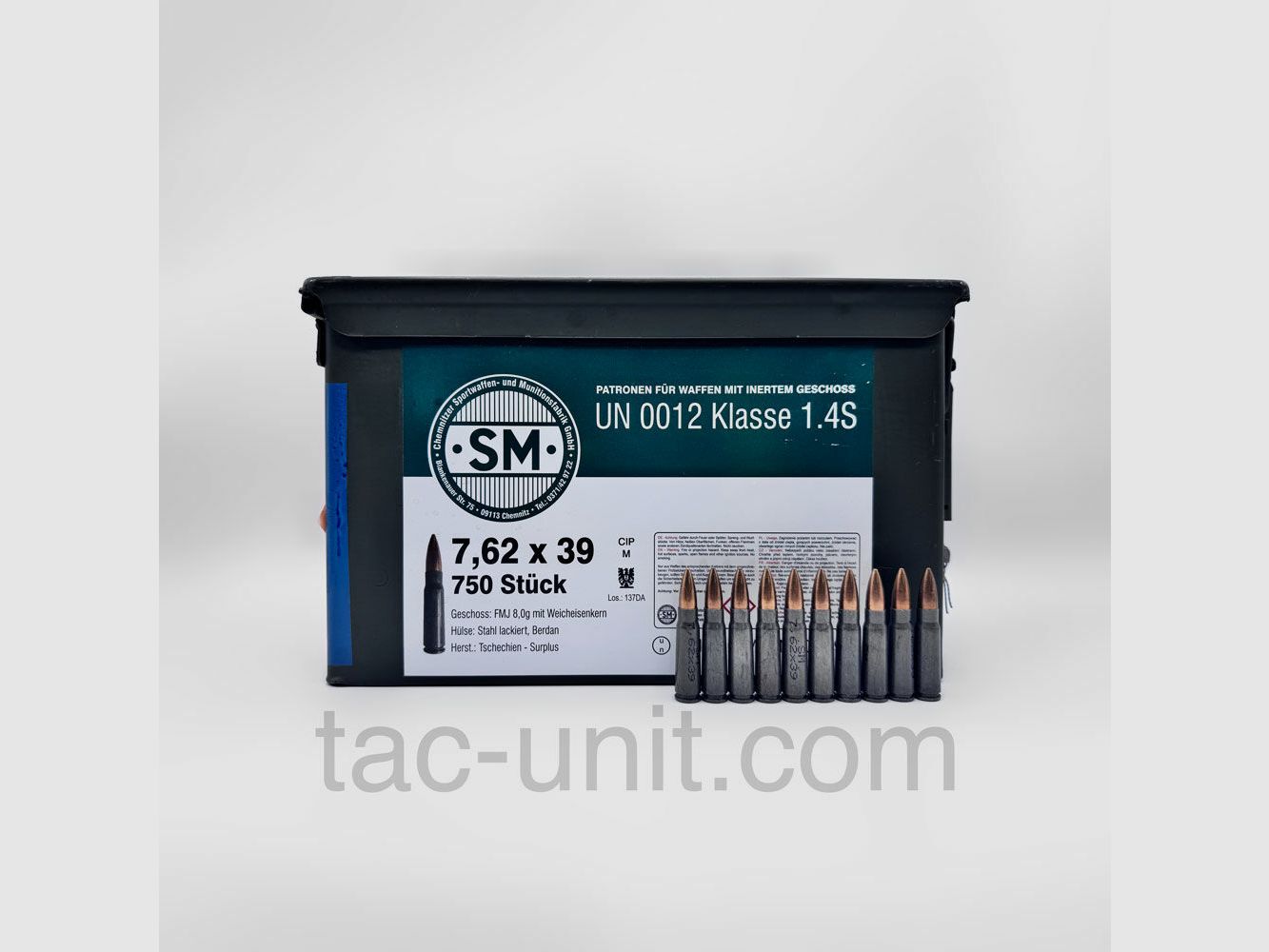 SM (Surplus) 7,62×39 FMJ 8.0g Weicheisenkern 750 Patronen in M2A1 Munitionkiste