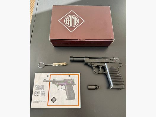 ERMA EGP 88, Walther P1 P38 replica, kal. 8mmK en kal. .35, originele verpakking, verzamelobject