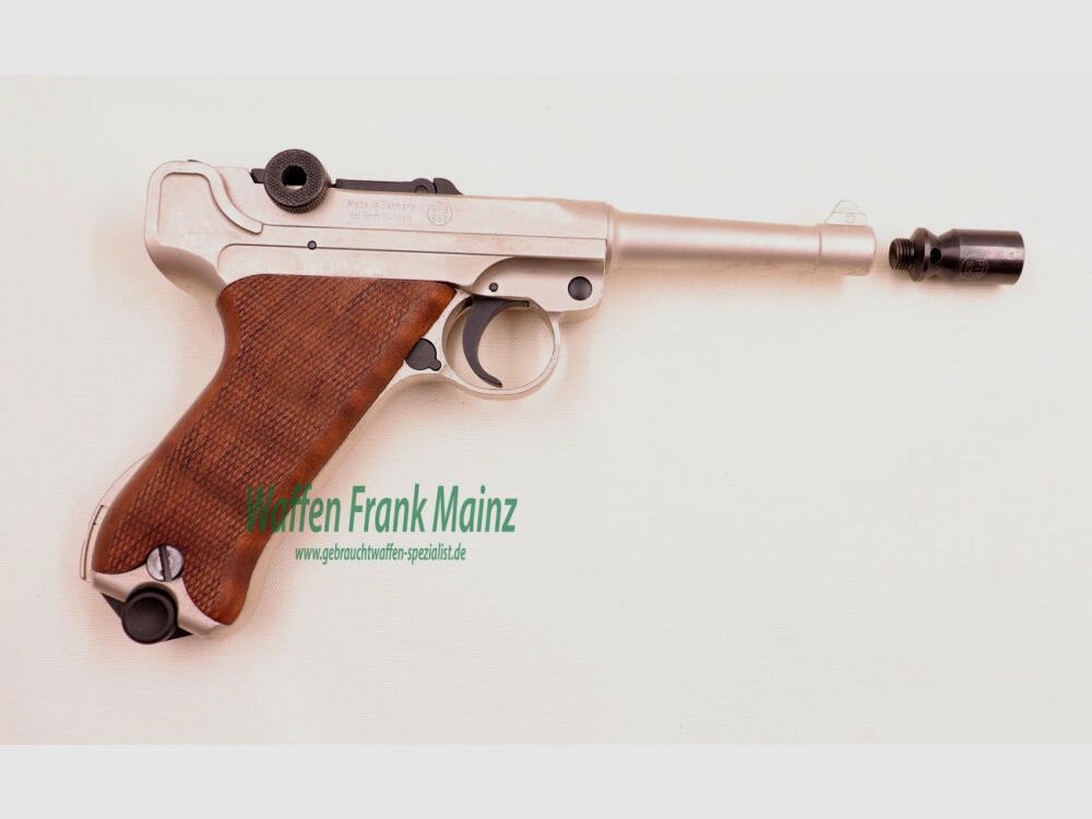 Melcher Cuno, Solingen ME P08 matt vernickelt 9mm P.A.K.