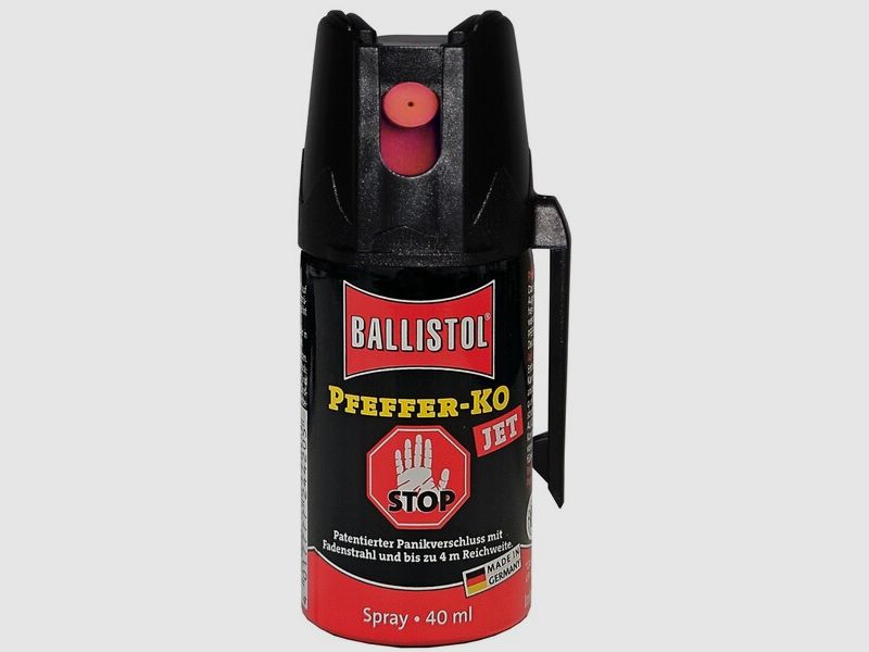 40ml Hochw. Pfefferspray K.O. JET Direktstrahl – 11 % OC / 2,5 Mio. Scoville v. Ballistol - Abwehr