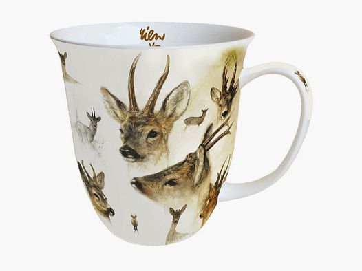 Lovergreen art of the table motif set with 2 cups featuring portraits of deer