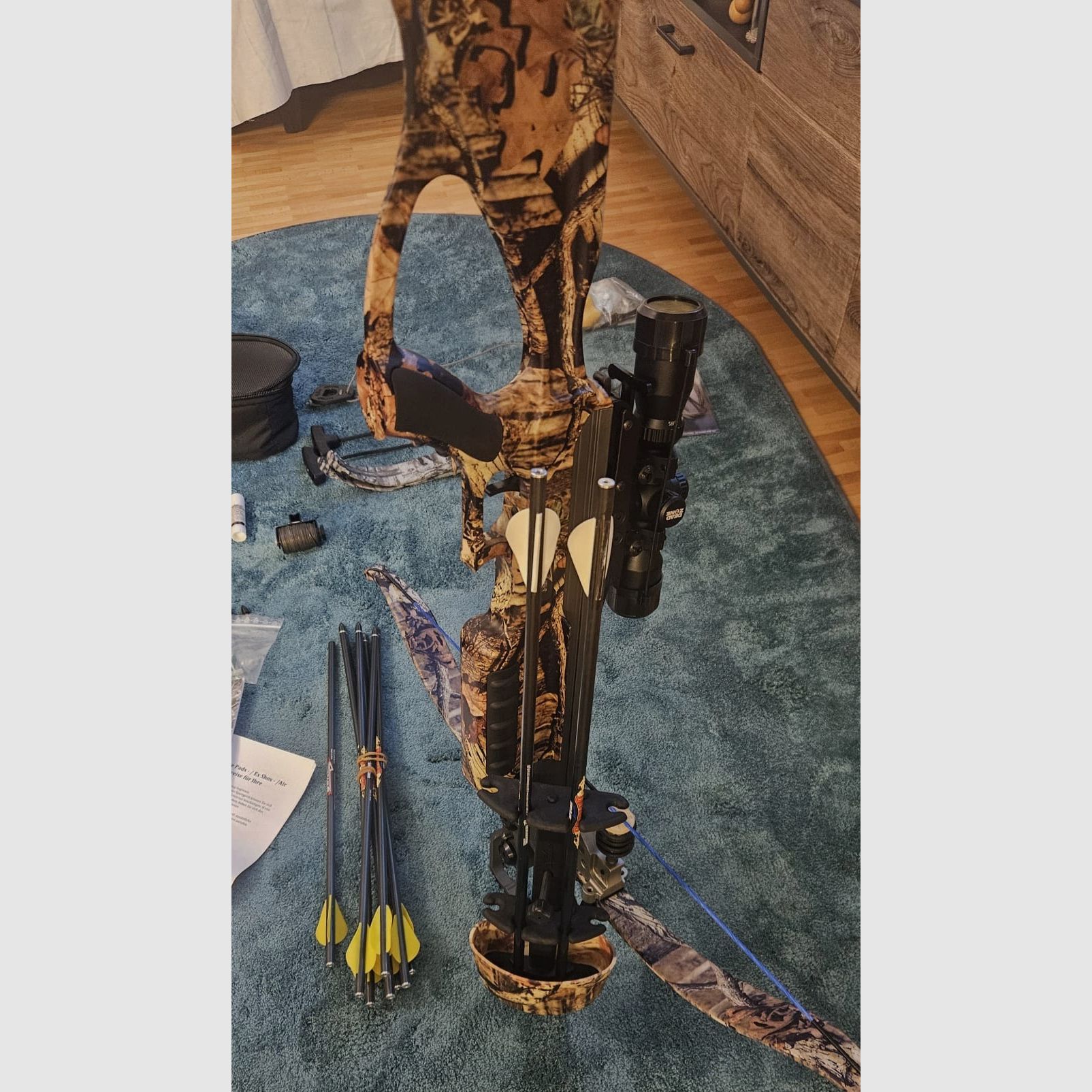 Excalibur Matrix 330 Armbrust + viel Zubehör (Ersatzwurfarme, Tasche, ZF) – sehr guter Zustand