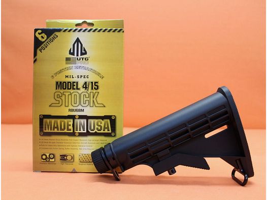 UTG - Leapers AR-15 : Assemblage de crosse UTG Carbine Stock 6-Pos. MILSPEC Noir (RBU6BM)/ Schubschaft