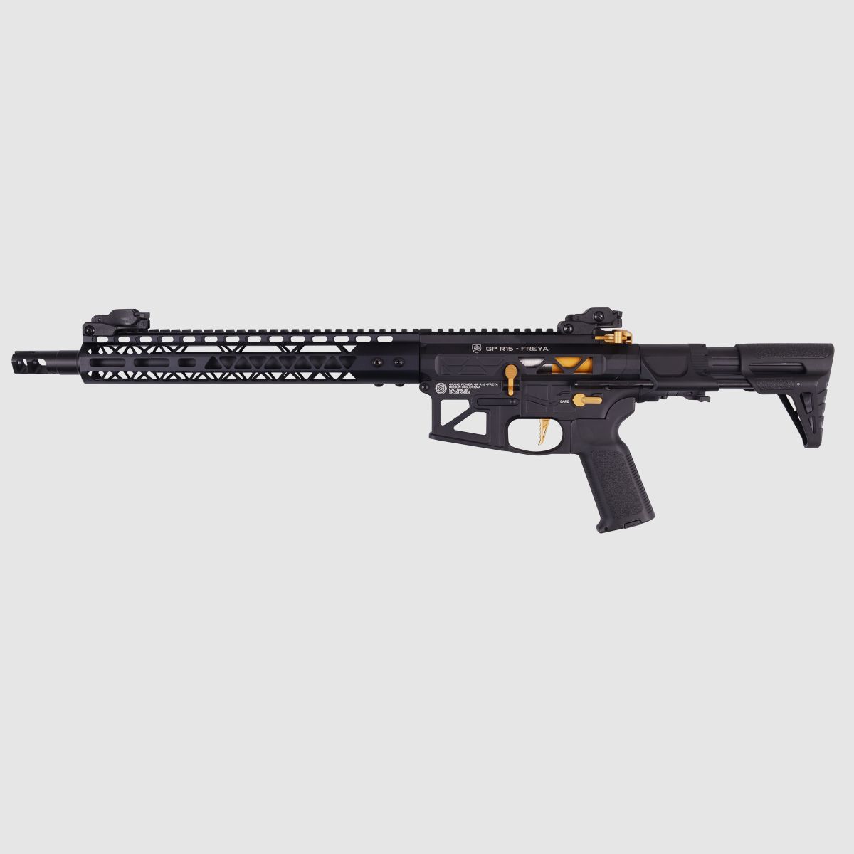 GP R15 FREYA ALPHA Full Skeleton PDW 13" gen.2 M-LOK Czarny/Złoty S-AEG Wolne od 18 lat -F- | Delta Armory