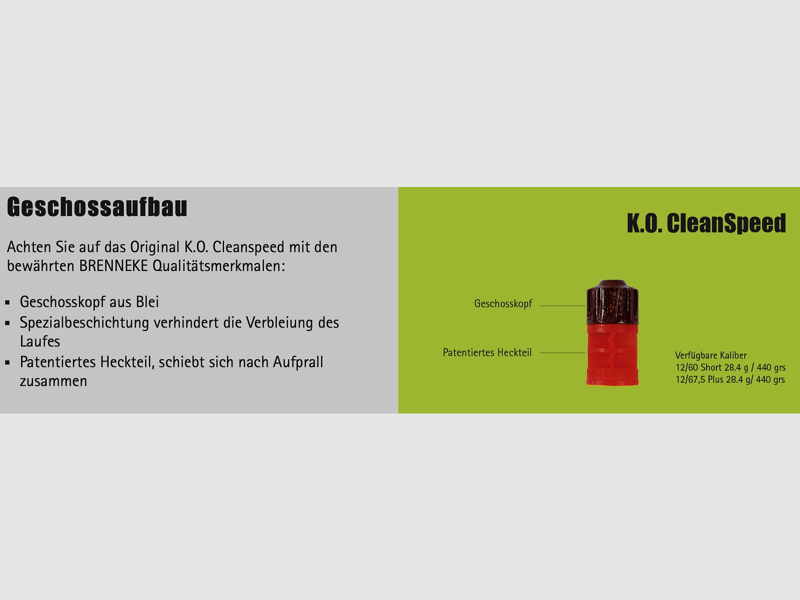 Brenneke 2004958 K.O. CleanSpeed Plus voor zelfladende geweren 28,4g 12/67,5 geweerloopprojectiel