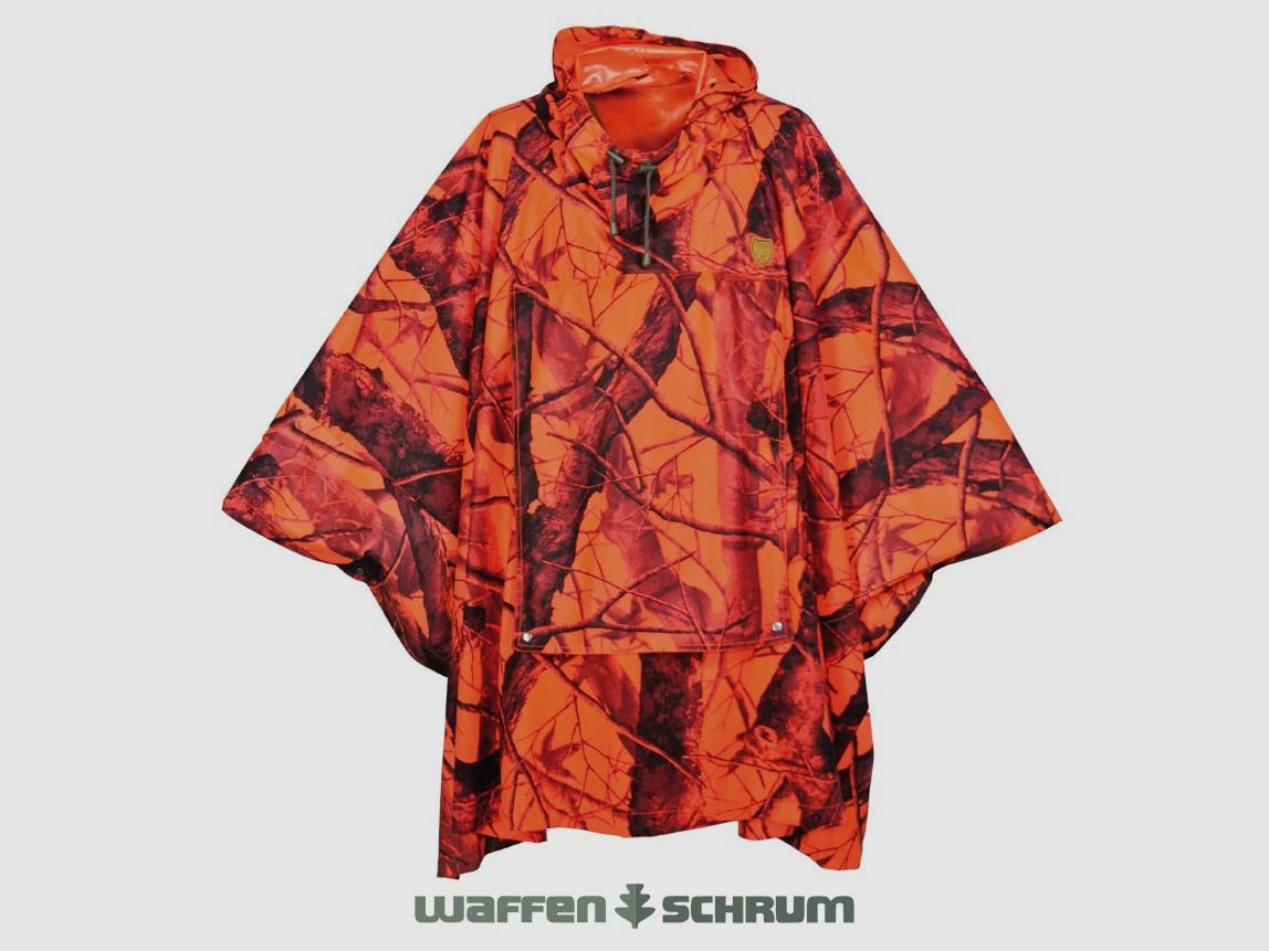 Hubertus Poncho camouflage u.Warn olive-orange
