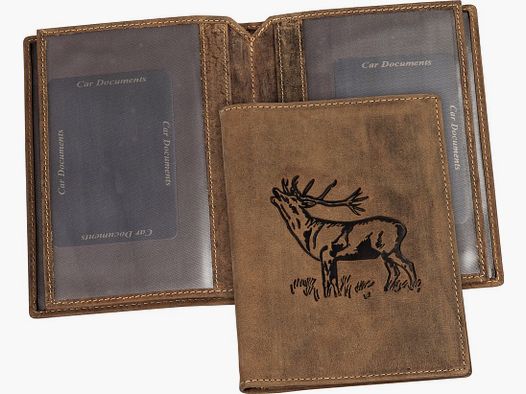 Hunting license case with deer motif