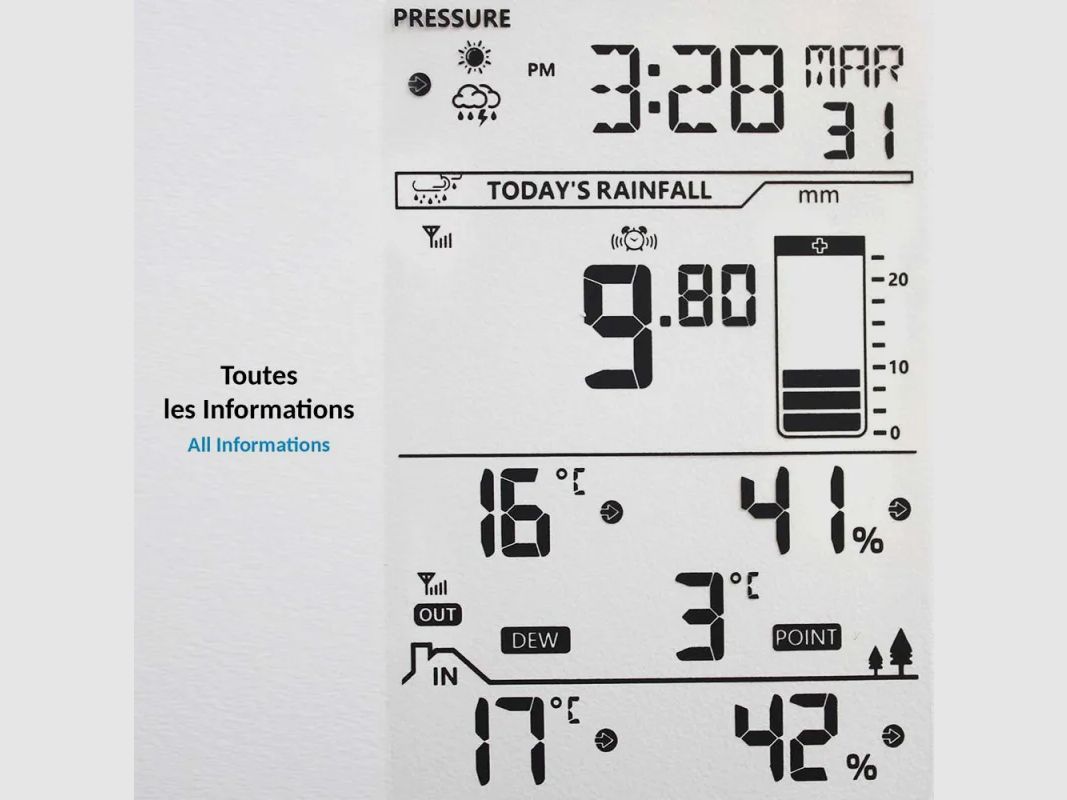 Stazione meteorologica con pluviometro - Display a colori e avvisi meteo, immagine 4 di 12